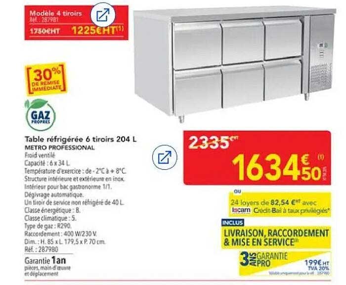 Table réfrigérée 6 tiroirs 204 L METRO PROFESSIONAL