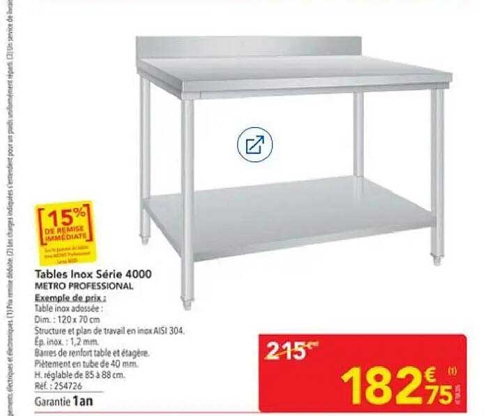 Tables Inox Série 4000 METRO PROFESSIONAL
