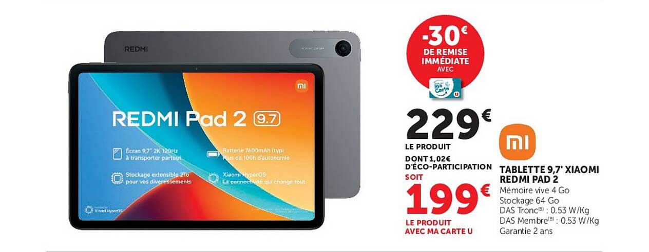 TABLETTE 9,7" XIAOMI REDMI PAD 2