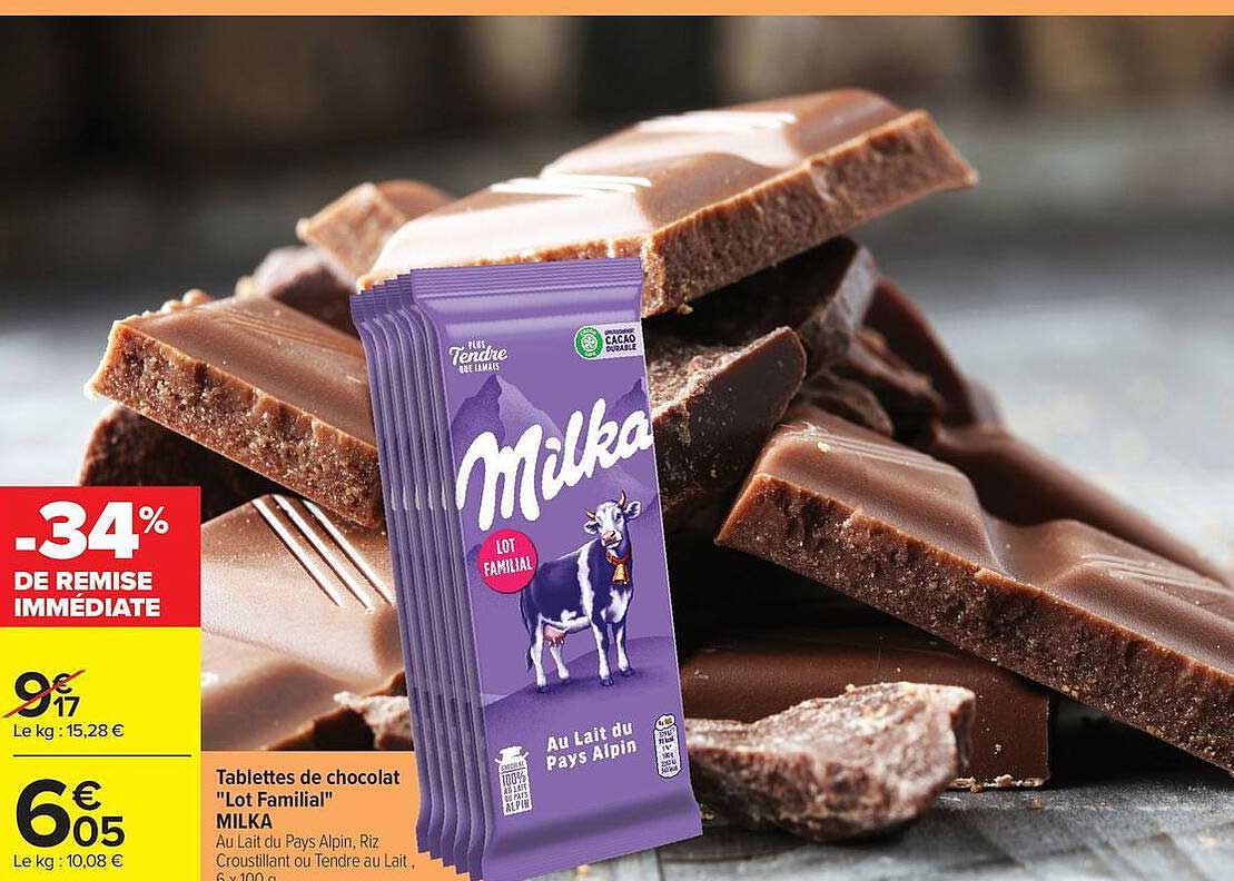 Tablettes de chocolat "Lot Familial" MILKA