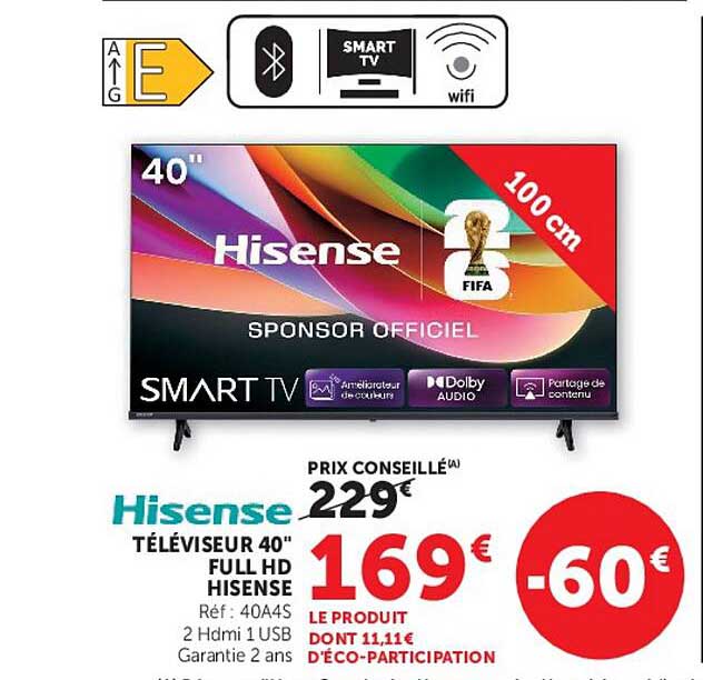 TÉLÉVISEUR 40" FULL HD HISENSE
