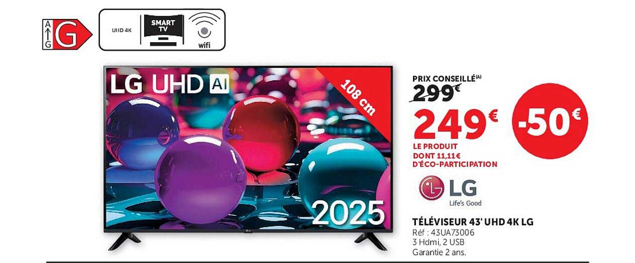 TÉLÉVISEUR 43" UHD 4K LG