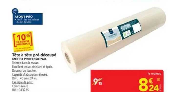 Tête à tête pré-découpé METRO PROFESSIONAL