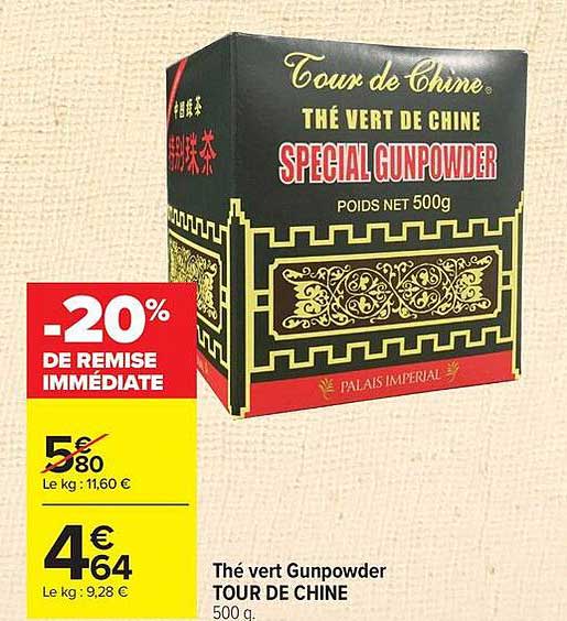 Thé vert Gunpowder TOUR DE CHINE 500 g