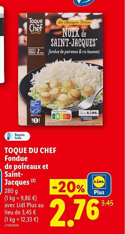 TOQUE DU CHEF Fondue de poireaux et Saint-Jacques