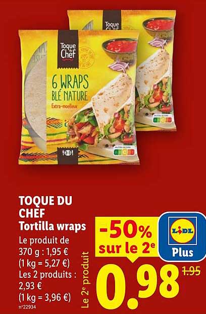 TOQUE DU CHEF Tortilla wraps