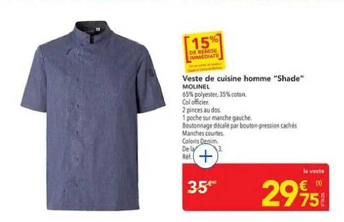 Veste de cuisine homme "Shade" MOLINEL