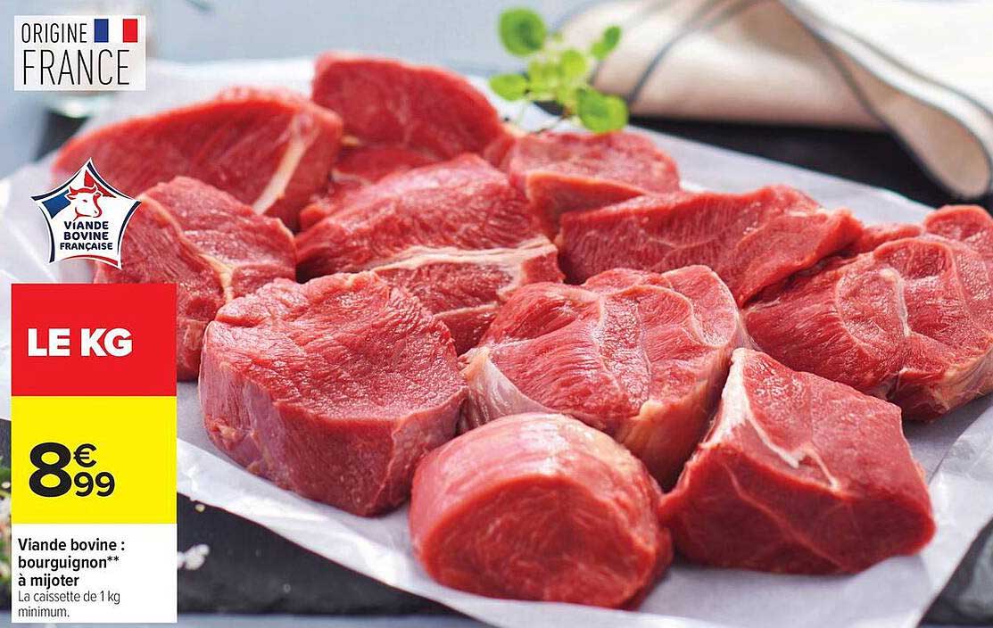 Viande bovine : bourguignon** à mijoter