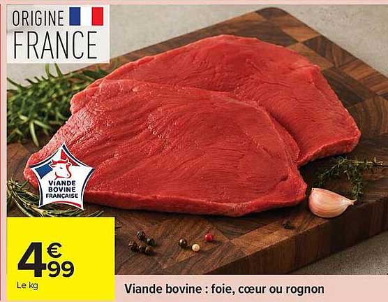 Viande bovine : foie, cœur ou rognon