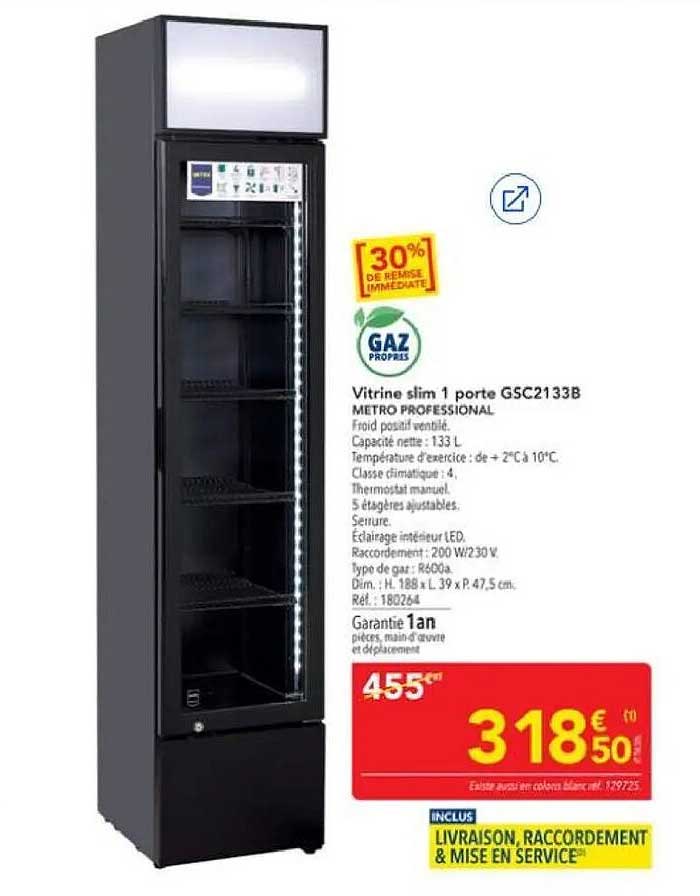 Vitrine slim 1 porte GSC2133B METRO PROFESSIONAL
