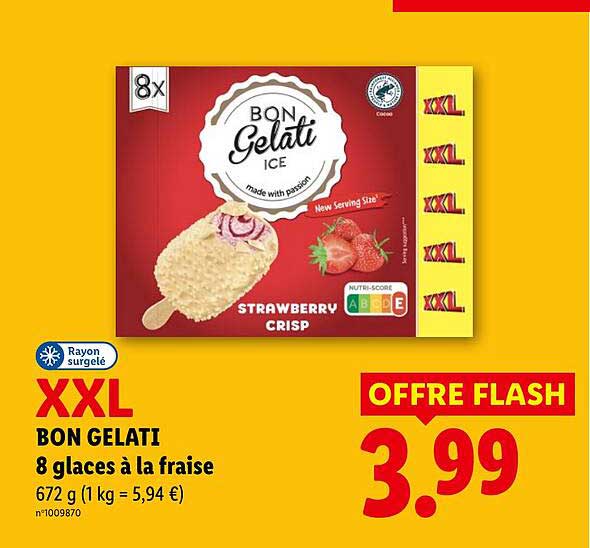 XXL BON GELATI 8 glaces à la fraise