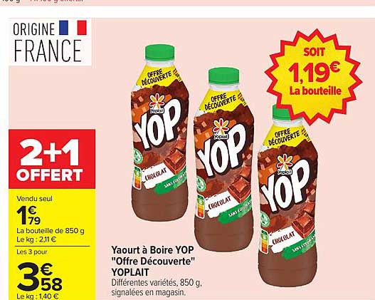 Yaourt à Boire YOP "Offre Découverte" YOPLAIT