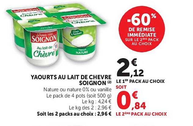 YAOURTS AU LAIT DE CHEVRE SOIGNON