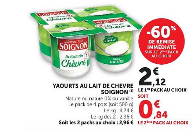 YAOURTS AU LAIT DE CHEVRE SOIGNON