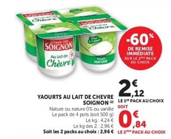 YAOURTS AU LAIT DE CHEVRE SOIGNON
