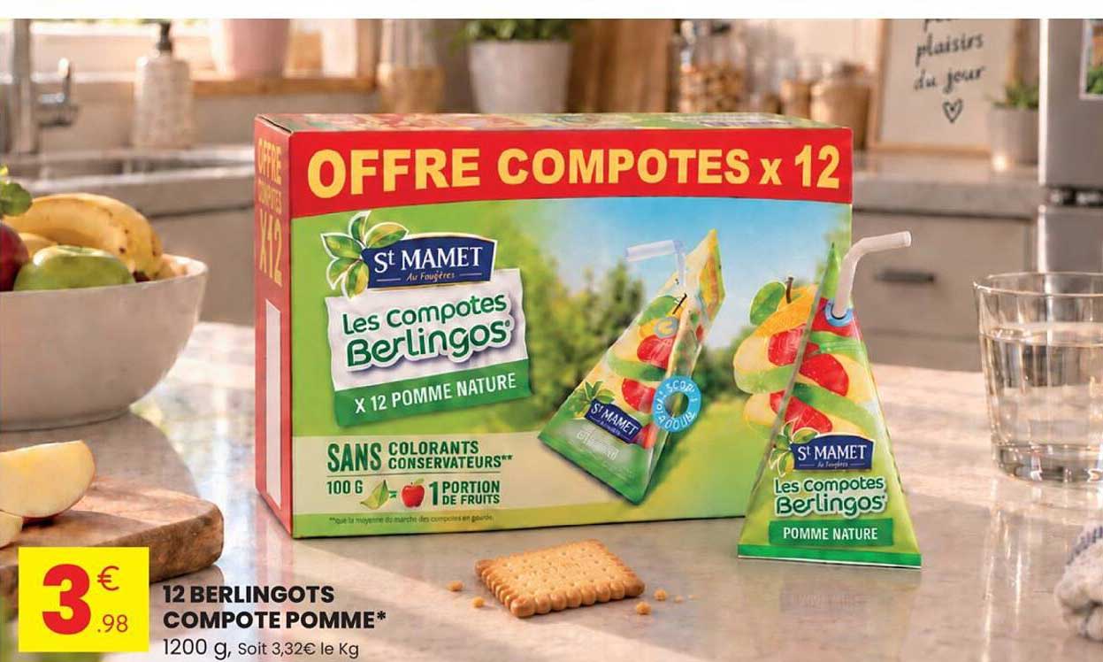 12 BERLINGOTS COMPOTE POMME*