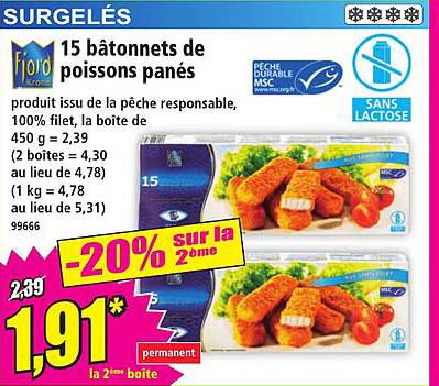 15 bâtonnets de poissons panés