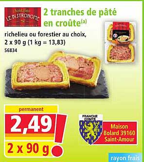 2 tranches de pâté en croûte(a)
