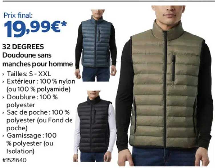 32 DEGREES Doudoune sans manches pour homme