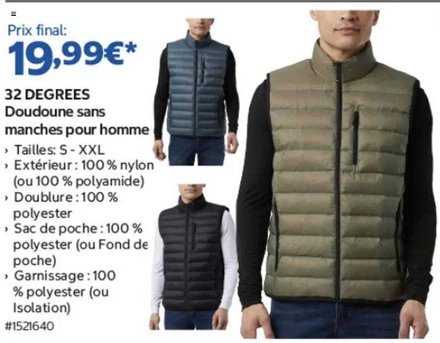 32 DEGREES Doudoune sans manches pour homme