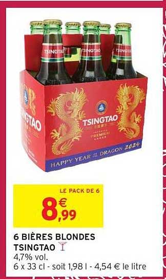 6 BIÈRES BLONDES TSINGTAO