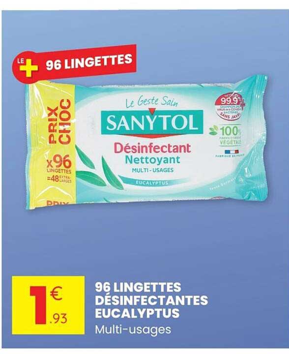 96 Lingettes désinfectantes Eucalyptus Multi-usages