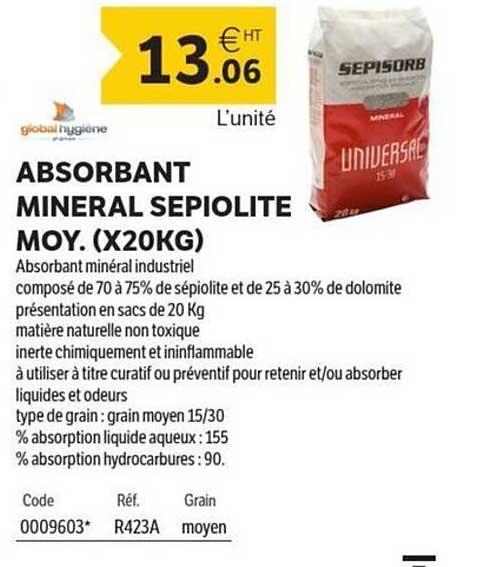 ABSORBANT MINERAL SEPIOLITE MOY. (X20KG)