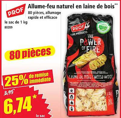 Allume-feu naturel en laine de bois**