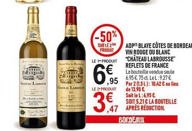 AOP Blaye Côtes de Bordeaux vin rouge ou blanc "Château Labrousse" Reflets de France