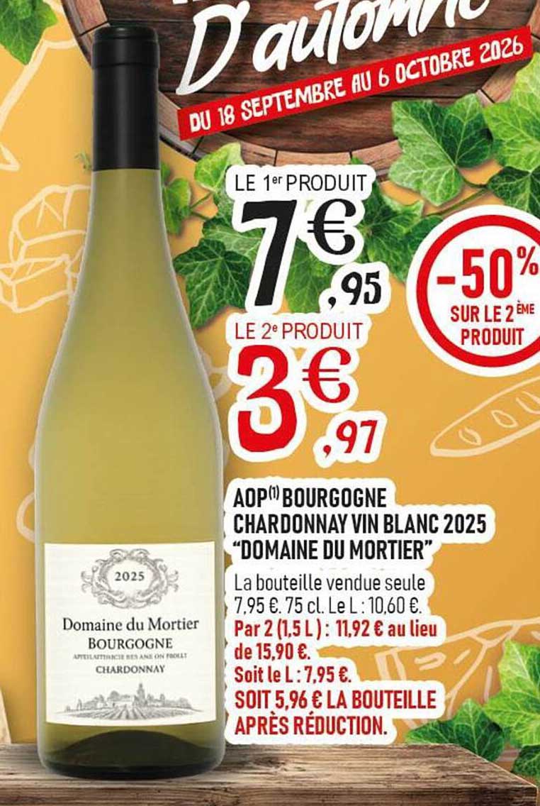 AOP BOURGOGNE CHARDONNAY VIN BLANC 2025 "DOMAINE DU MORTIER"