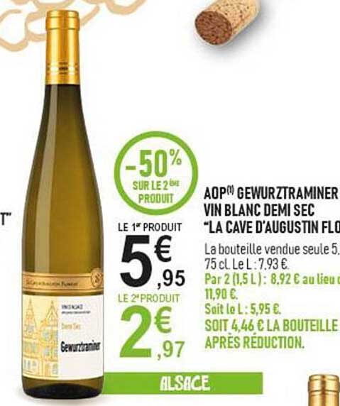 AOP® GEWURZTRAMINER VIN BLANC DEMI SEC "LA CAVE D'AUGUSTIN FL..."