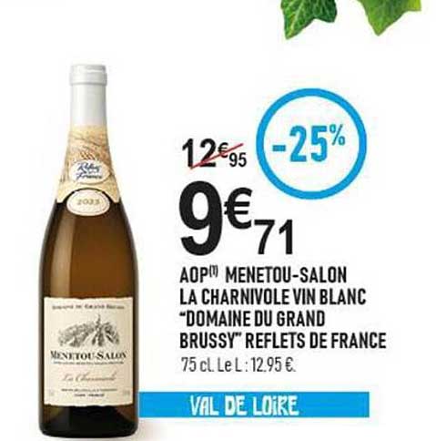 AOP™ MENETOU-SALON LA CHARNIVOLE VIN BLANC “DOMAINE DU GRAND BRUSSY” REFLETS DE FRANCE