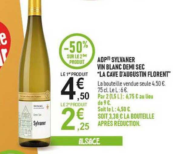 AOP® Sylvaner Vin blanc demi sec "LA CAVE D'AUGUSTIN FLORENT"