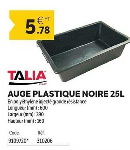 AUGE PLASTIQUE NOIRE 25L