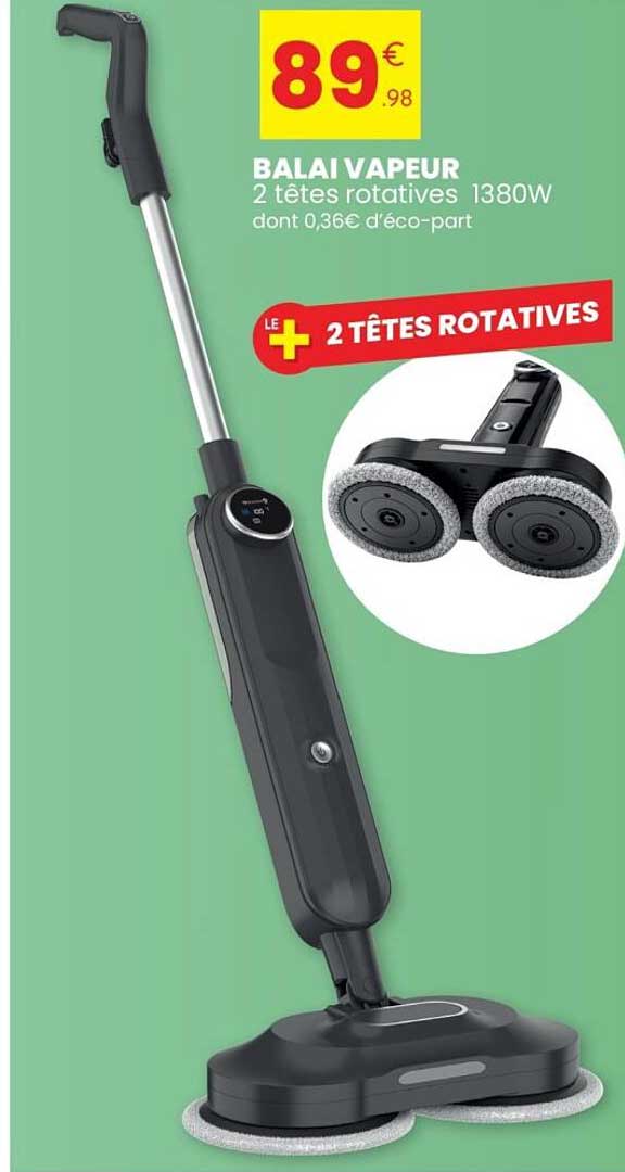 BALAI VAPEUR 2 têtes rotatives 1380W