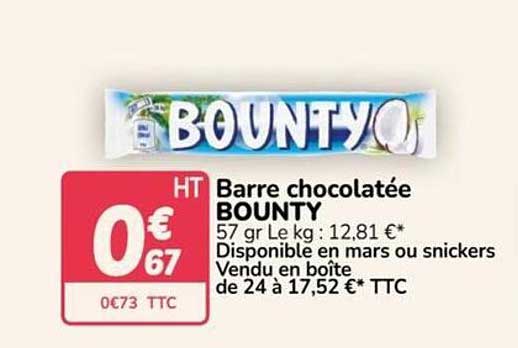 Barre chocolatée BOUNTY