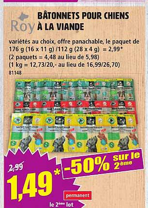 BÂTONNETS POUR CHIENS À LA VIANDE
