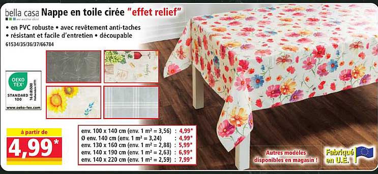 bella casa Nappe en toile cirée "effet relief"