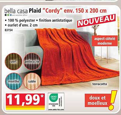 bella casa Plaid “Cordy” env. 150 x 200 cm