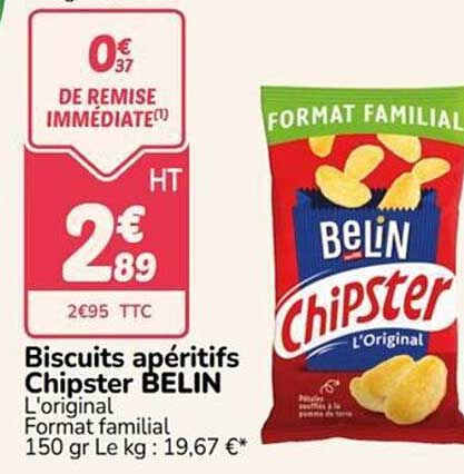 Biscuits apéritifs Chipster BELIN L'original Format familial 150 gr Le kg : 19,67 €*