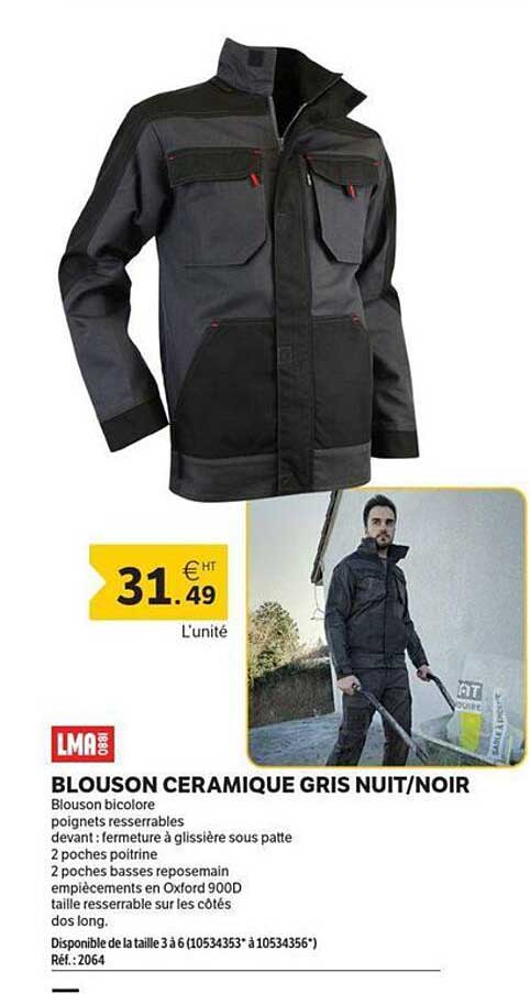 BLOUSON CERAMIQUE GRIS NUIT/NOIR
