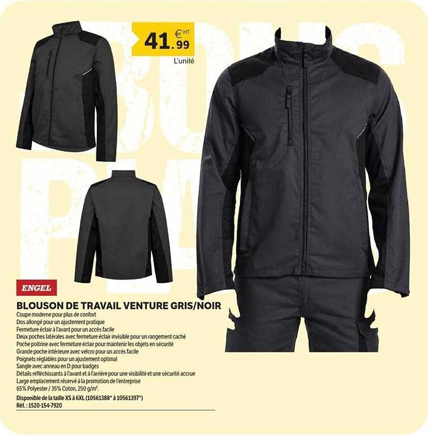 BLOUSON DE TRAVAIL VENTURE GRIS/NOIR