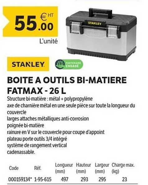 BOITE A OUTILS BI-MATIERE FATMAX - 26 L