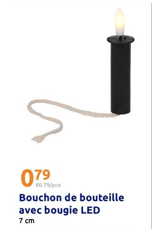 Bouchon de bouteille avec bougie LED 7 cm