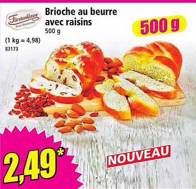 Brioche au beurre avec raisins