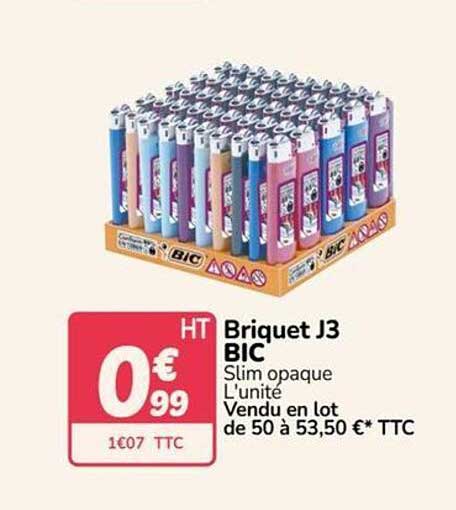 Briquet J3 BIC Slim opaque L'unité Vendu en lot de 50 à 53,50 €* TTC