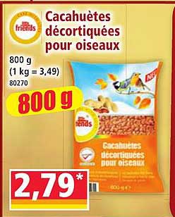 Cacahuètes décortiquées pour oiseaux