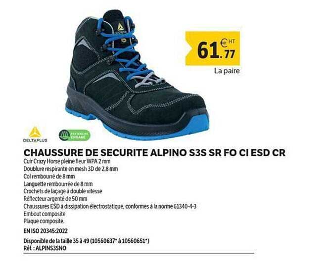 CHAUSSURE DE SECURITE ALPINO S3S SR FO CI ESD CR