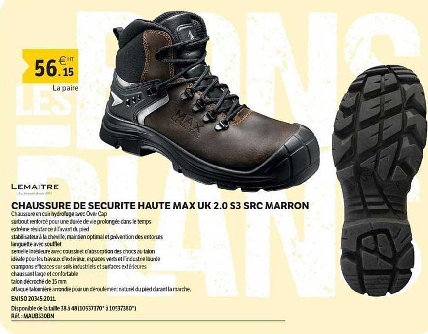 CHAUSSURE DE SECURITE HAUTE MAX UK 2.0 S3 SRC MARRON