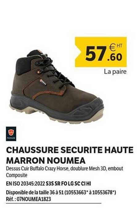 CHAUSSURE SECURITE HAUTE MARRON NOUMEA